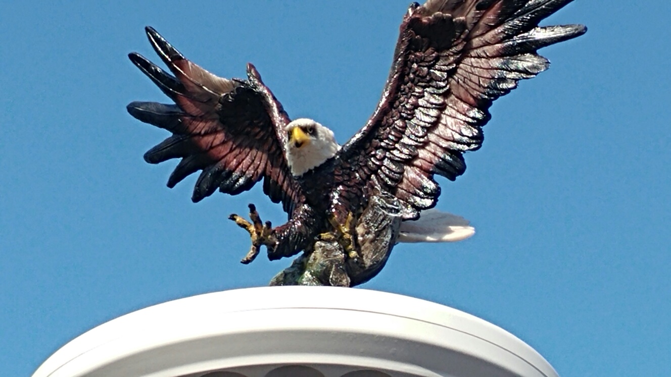 Eagle on Approach Flagpole Topper Finial Ball - Hand Painted